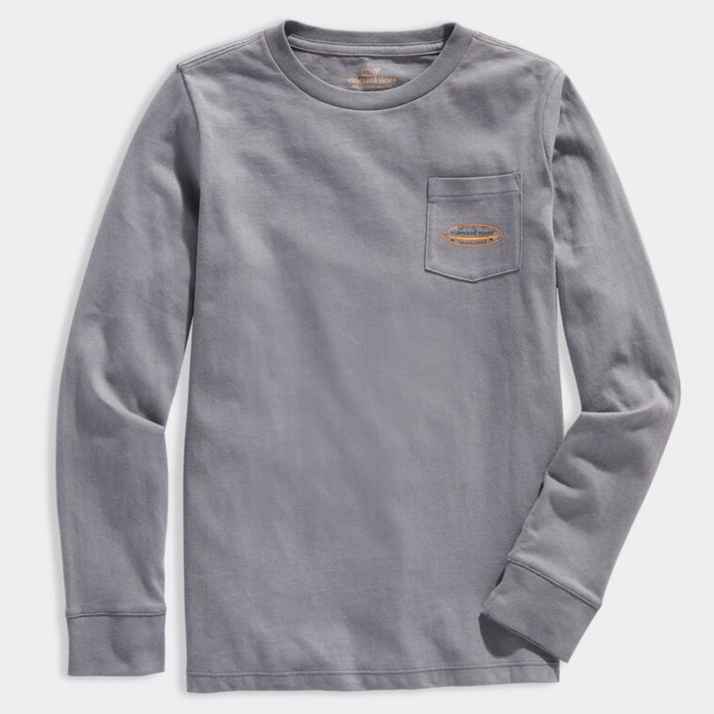 NWT Vineyard Vines Boys' Glow-In-The-Dark Tombstone Long-Sleeve Pocket Tee, XL